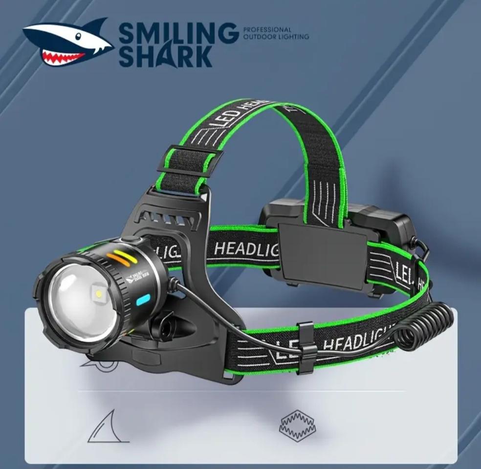 샤크 모션 센서가 있는 LED 헤드램프, 3가지 조명 모드 및 줌(새상품