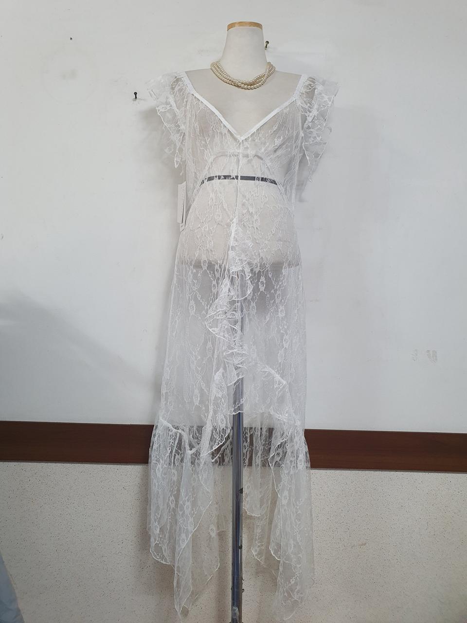 택ㅇ특가새)망사레이스 시스루 롱 원피스.슬립.뷔스티에