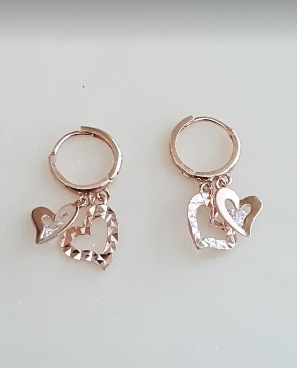 14K 쌍하트 귀걸이