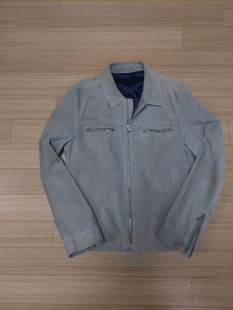 솔리드 옴므 천연 염소 가죽 스웨이드 트러커 자켓