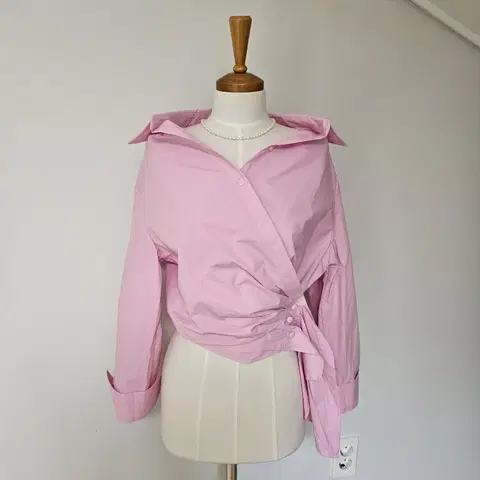 (세일/바배) 옆단추 셔링 블라우스 셔츠 (소라,민트,아이,핑크)