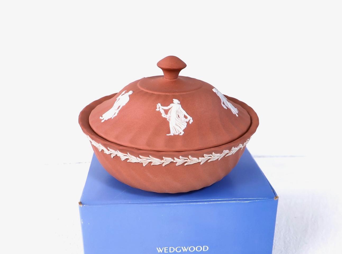 [영국앤틱] 웨지우드 제스퍼웨어 뚜껑 자 캔디 볼_테라코타