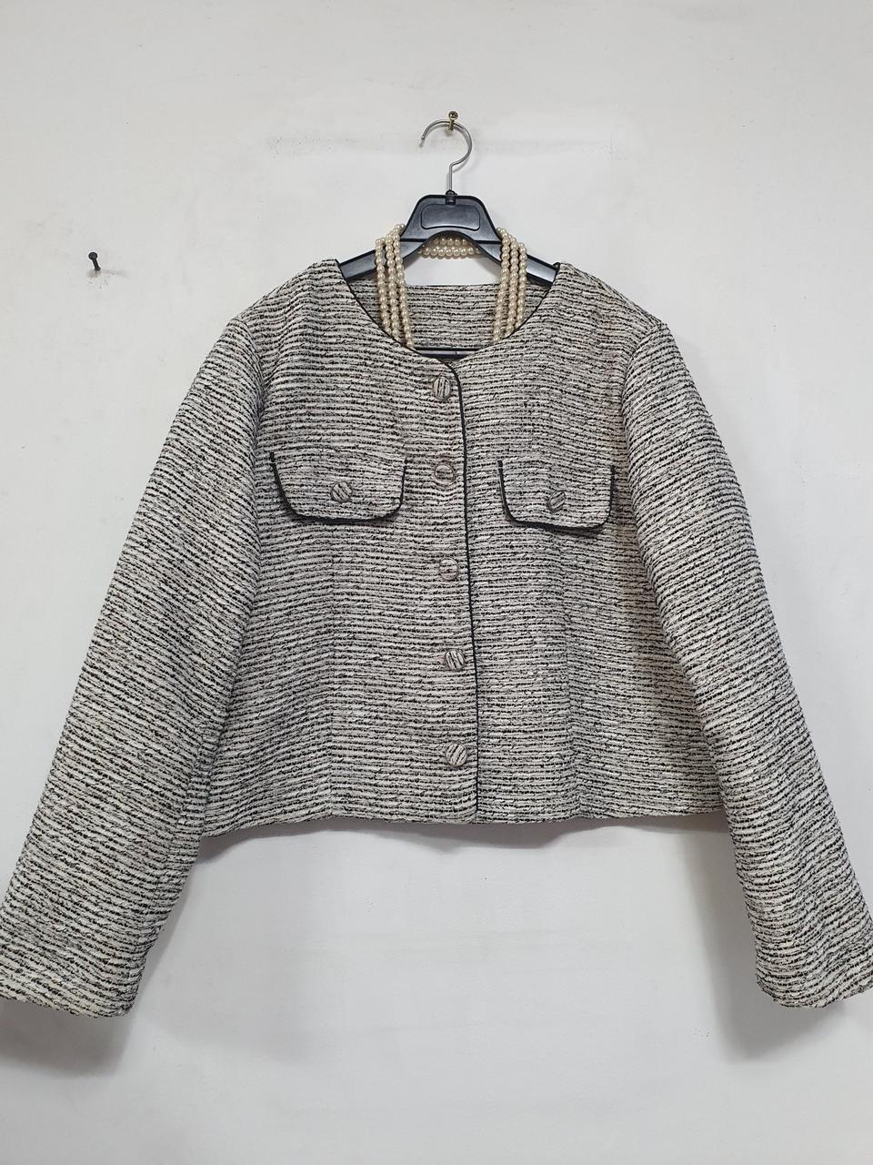 노카라 트위드 자켓.세미 크롭