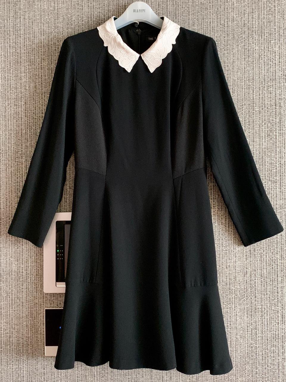 더틸버리 화이트 레이스 카라 블랙 미니 플레어 원피스 드레스 S사이즈