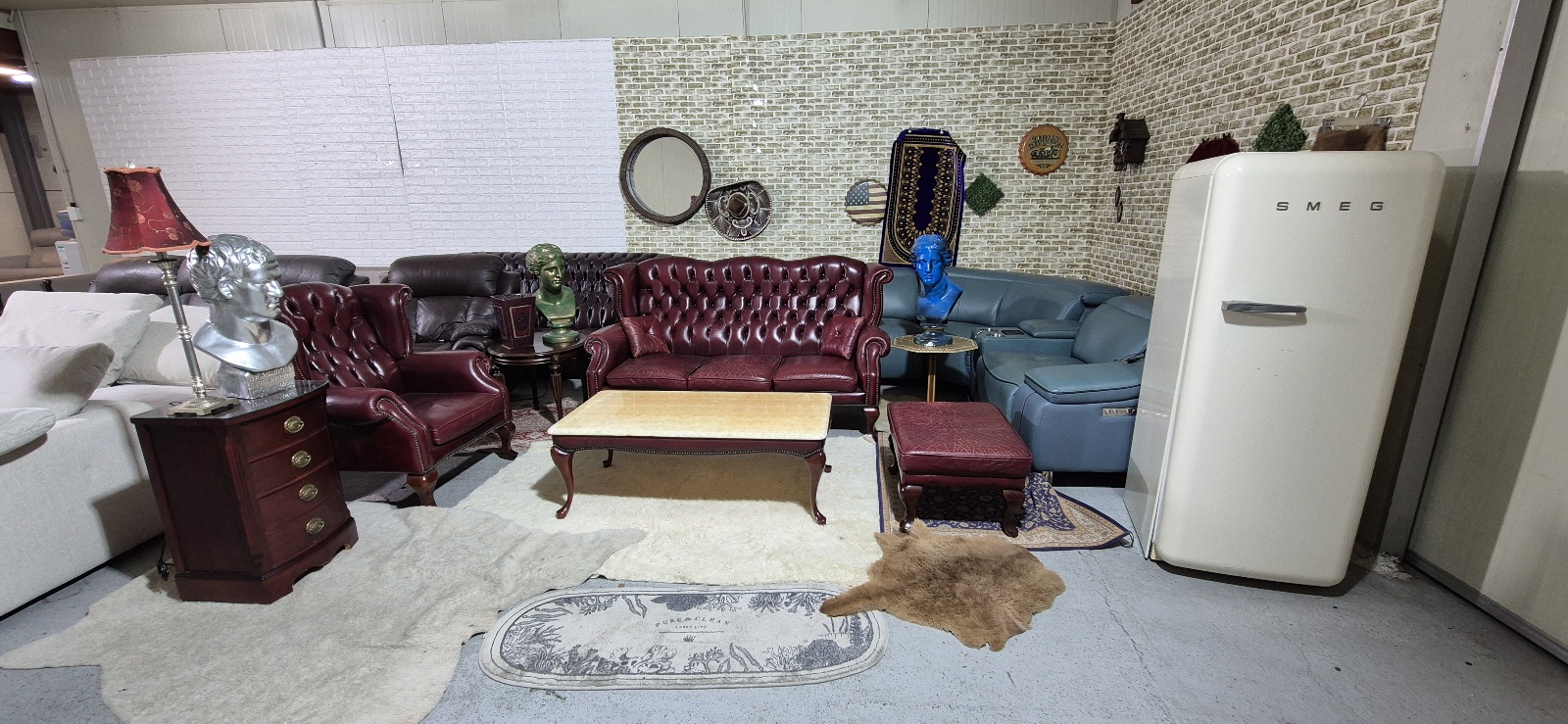 수입 체스터필드 이태리 전체 천연가죽 3+1인 소파쇼파+오토만 세트