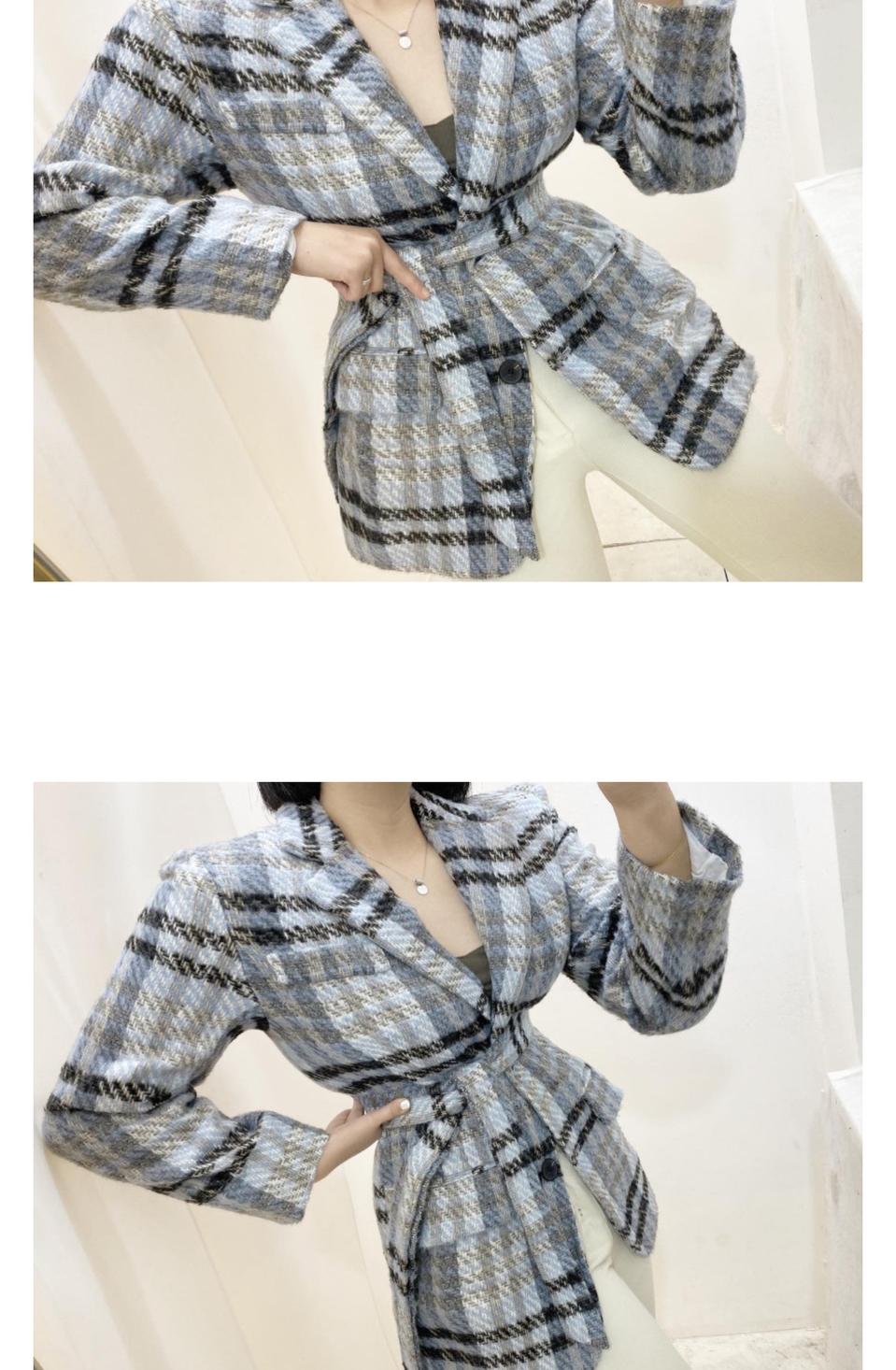 체크양털하프코트 (핑크색상)