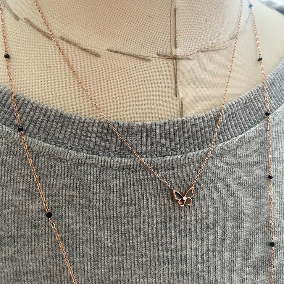 14k 제이에스티나 블랙 나비 목걸이