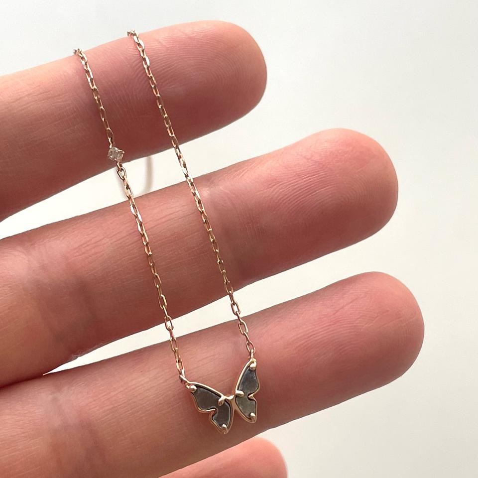 14k 제이에스티나 블랙 나비 목걸이