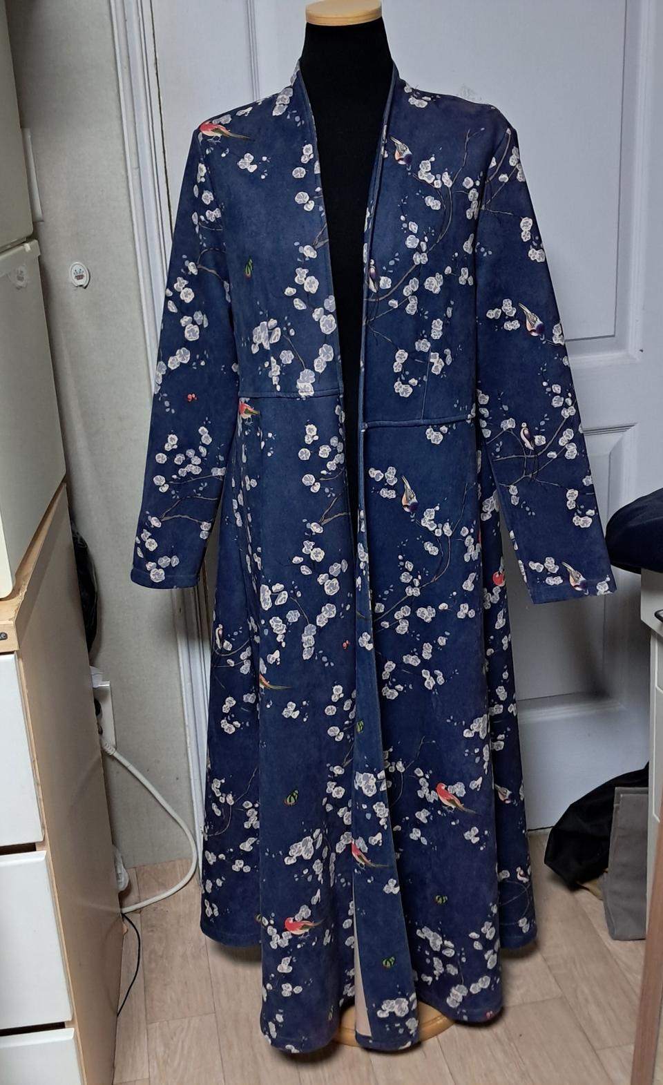 페이크 스웨이드 롱코트 롱 자켓 66~77(거의 새제품)