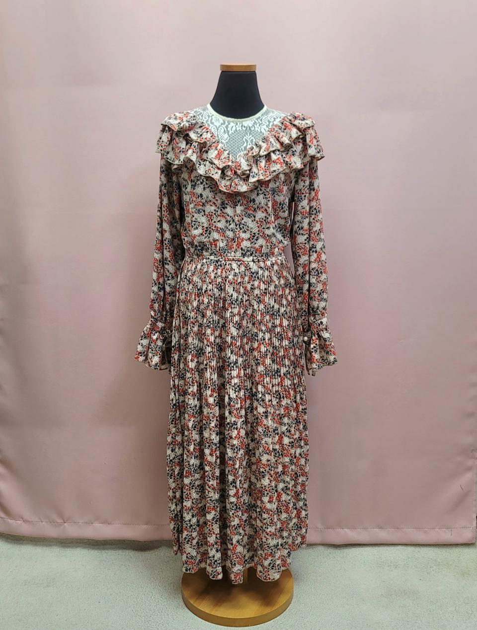 프릴 시스루 레이스 롱원피스