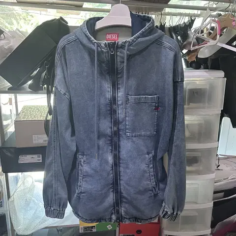 정품. 디젤 데님 오버핏 후드집업
