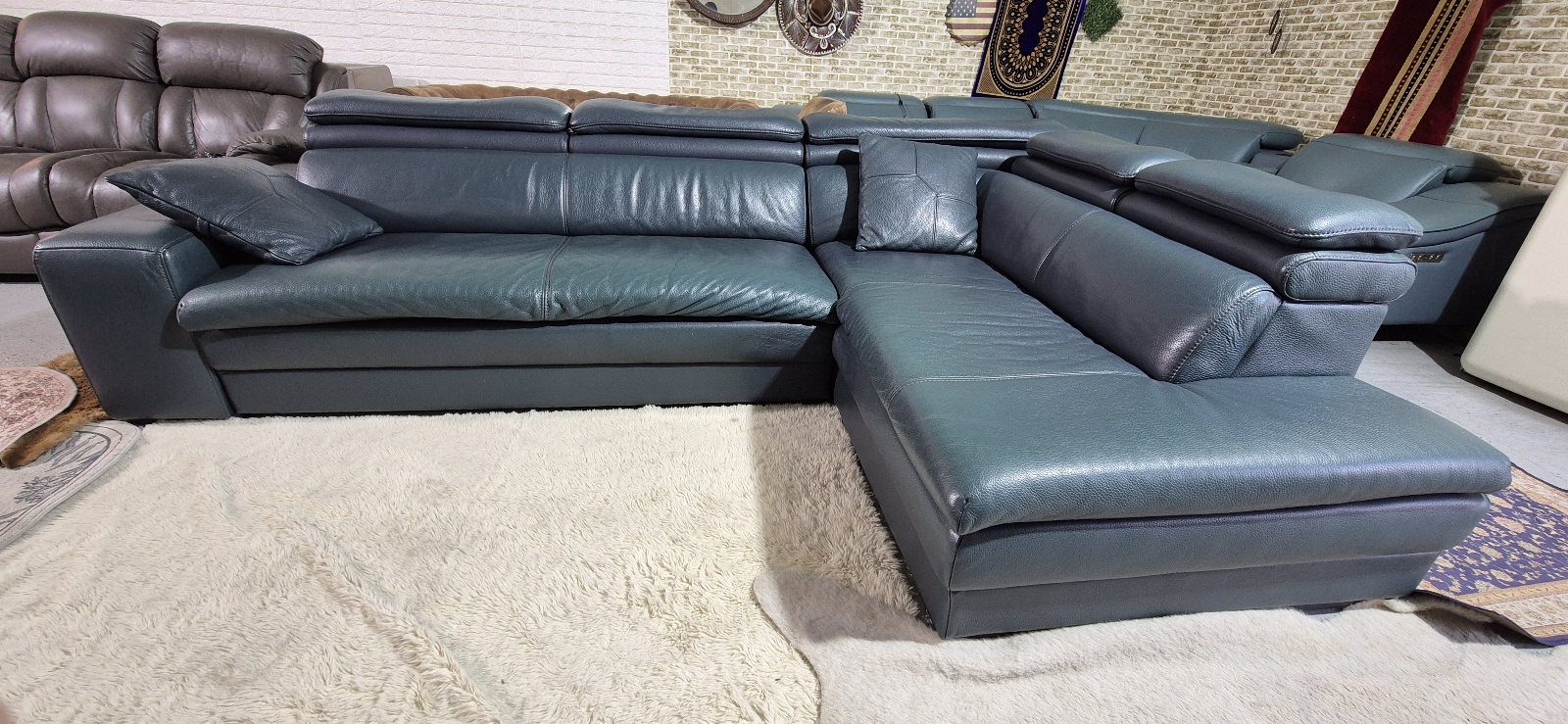 자코모 슈렁큰 천연 통가죽 코너형 소파쇼파(헤드업) 서울경기무료배송