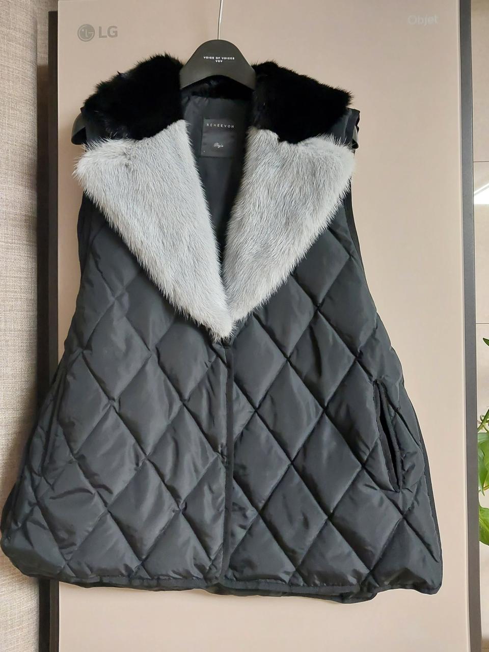 레니본 밍크카라 구스다운 베스트