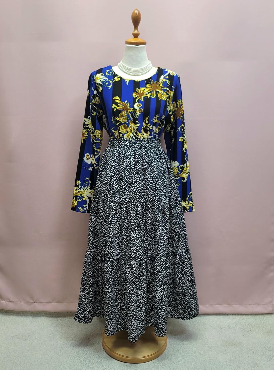 레오파드 패턴 밴딩 롱스커트