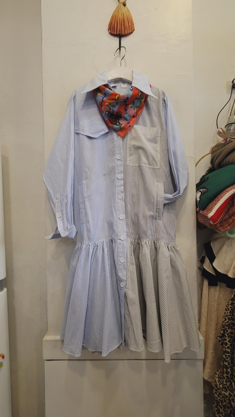 content 언발컬러 셔츠 원피스