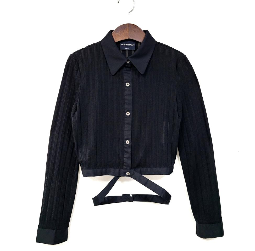 조르지오 아르마니 울실크 크롭 블라우스