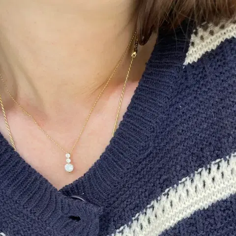 14k 세로 큐빅 목걸이