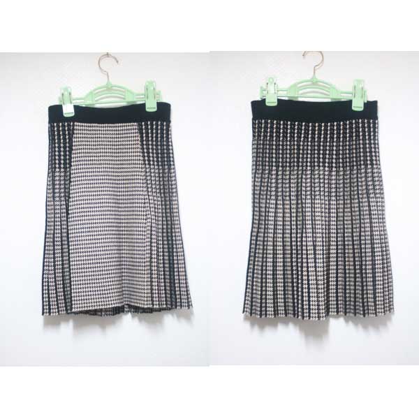 (55) 블랙 브라운 밴딩 미디 스커트 (사이즈 55)