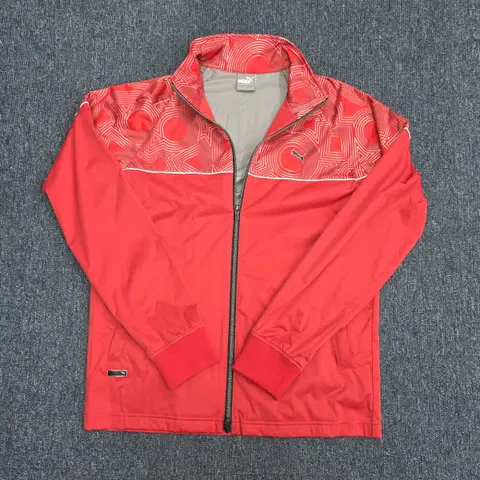 푸마 레드 바람막이 저지 집업 트랙 자켓 L