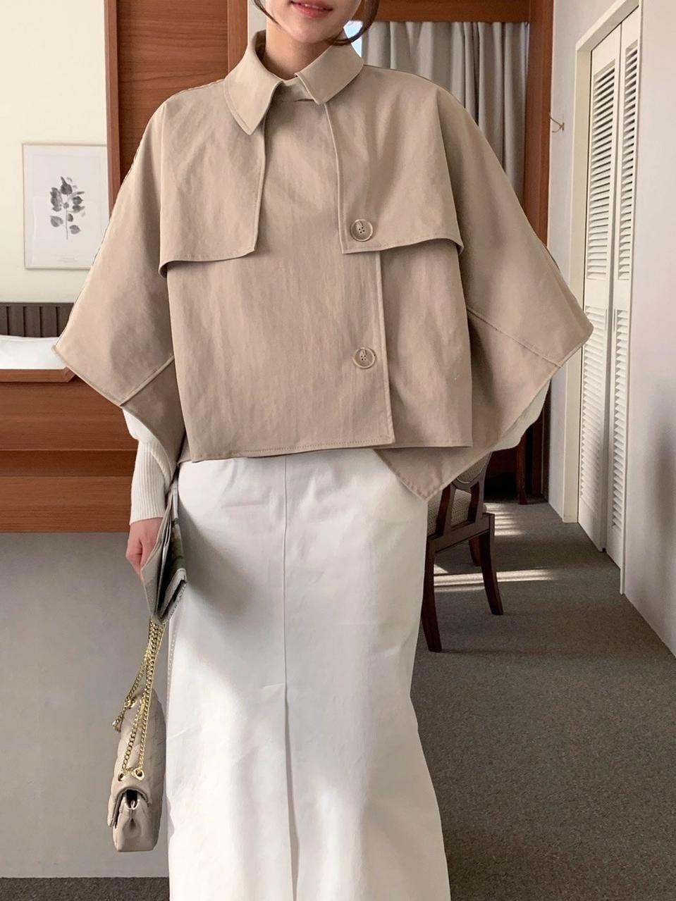 숏트렌치코트 케이프