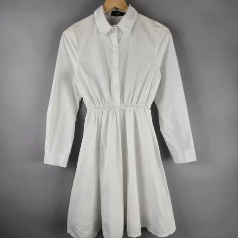 [무료배송]미스 밸리 F 허리 스트링 셔츠 플레어 원피스 화이트