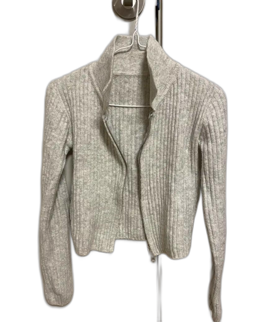 투웨이 골덴 니트 집업