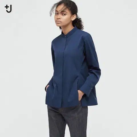 (여성M)유니클로+J 수피마코튼 스탠드칼라셔츠