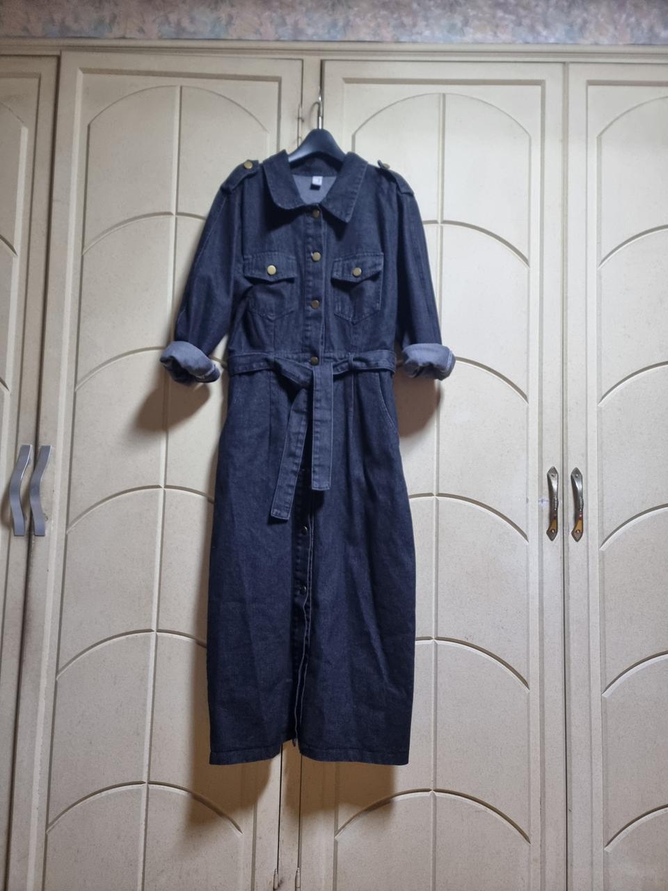 데님블랙롱원피스(55~66)