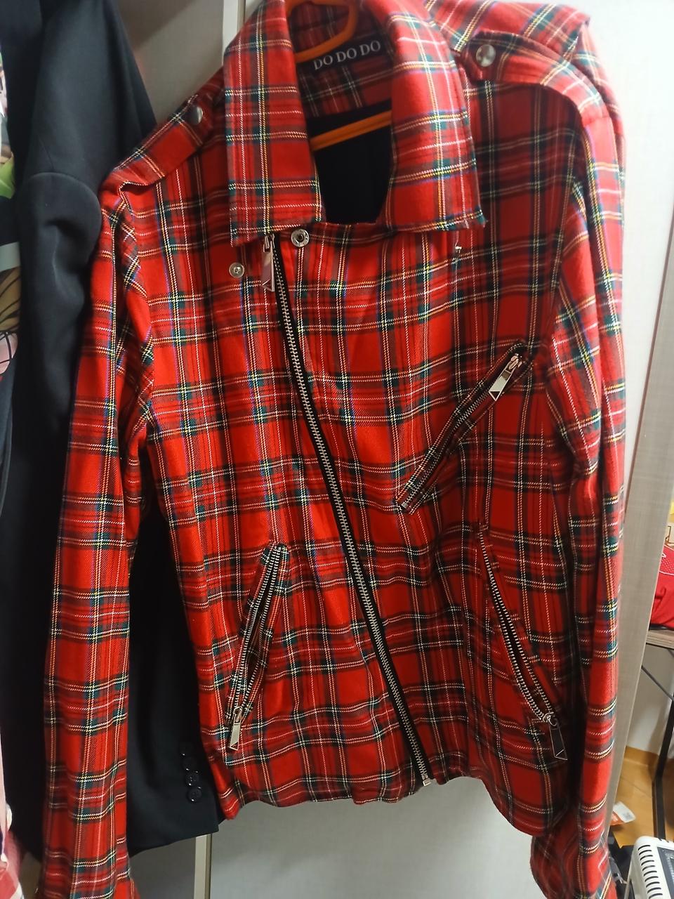 타탄 체크 라이더 자켓100