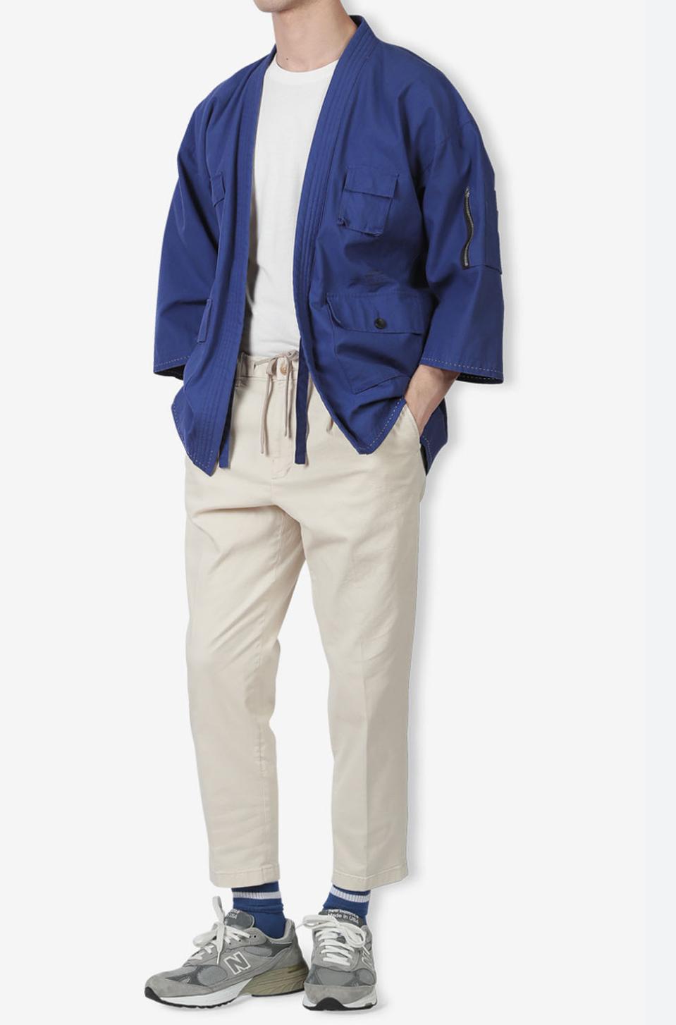 비범스 워시드 포켓 기모노 빈티지 블루 M