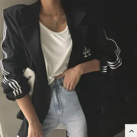 LA 자수 트랙 재킷 블랙