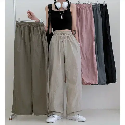 쿨아이스 바스락 스트링 조거와이드팬츠