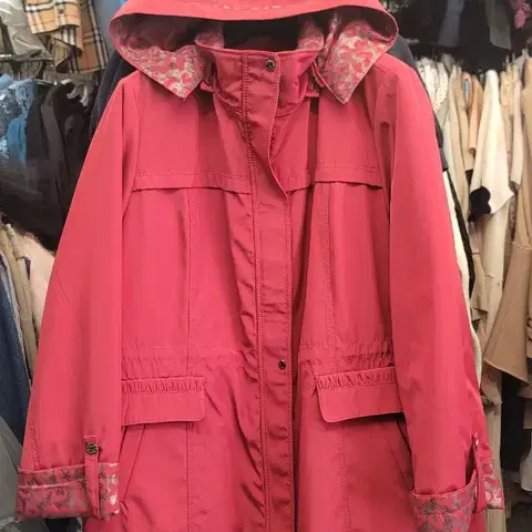 여성 후드점퍼 레드/네이비 105