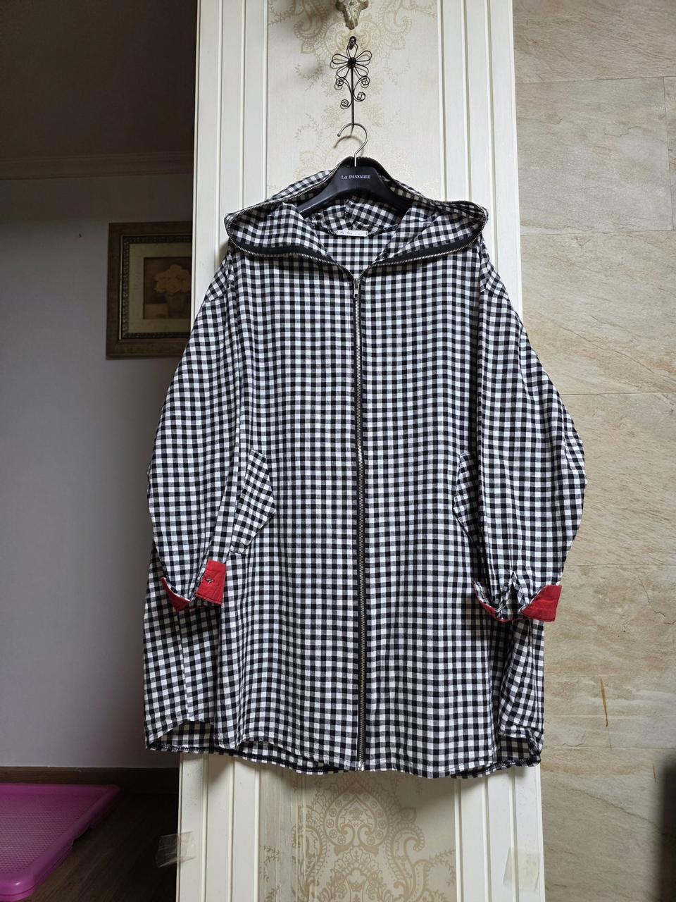 0407)체크 후드 남방 자켓