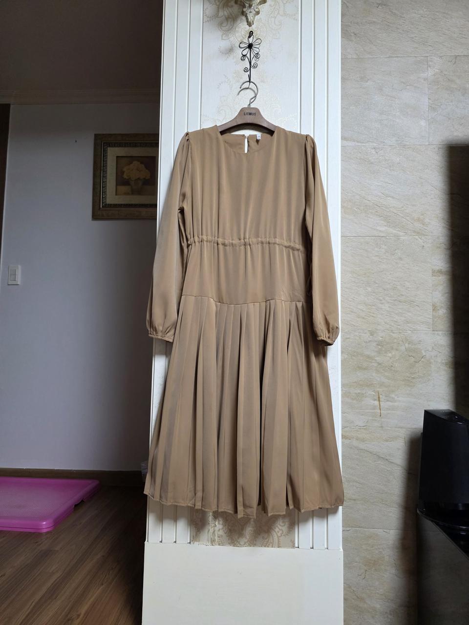 0407)허리 끈조절 롱원피스