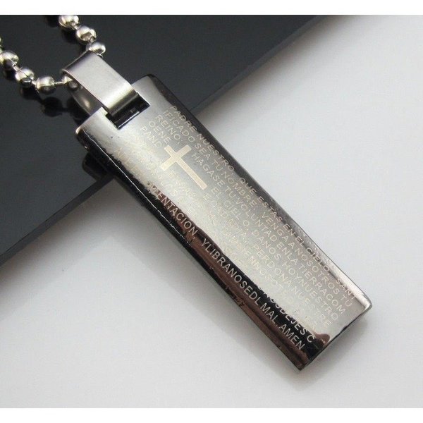 새 실버 주님의 기도 티타늄 목걸이 기독교 천주교 성당 교회 십자가
