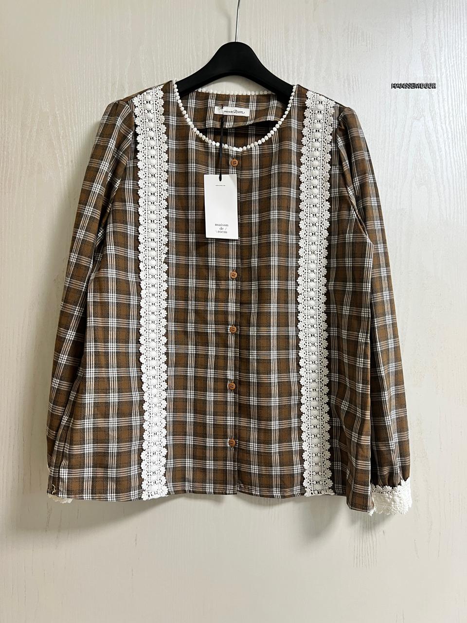 [Roem 로엠] 체크 레이스 블라우스 / 85