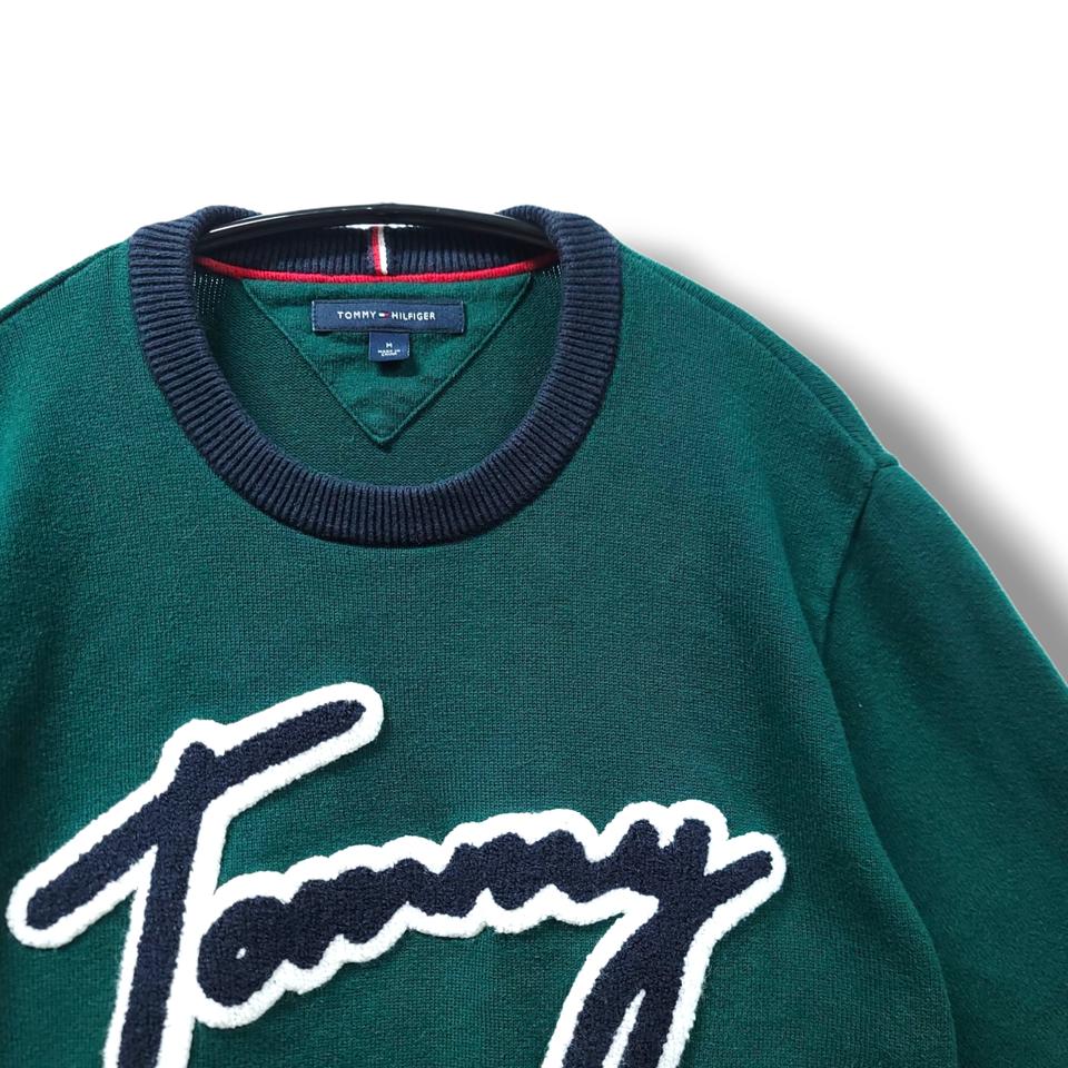 [M] 타미힐피거 그린 빅로고 니트