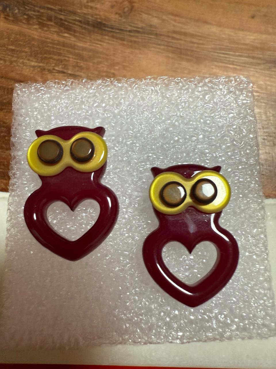 프랑스 아즈나브르 부엉이 셀룰로즈 귀걸이