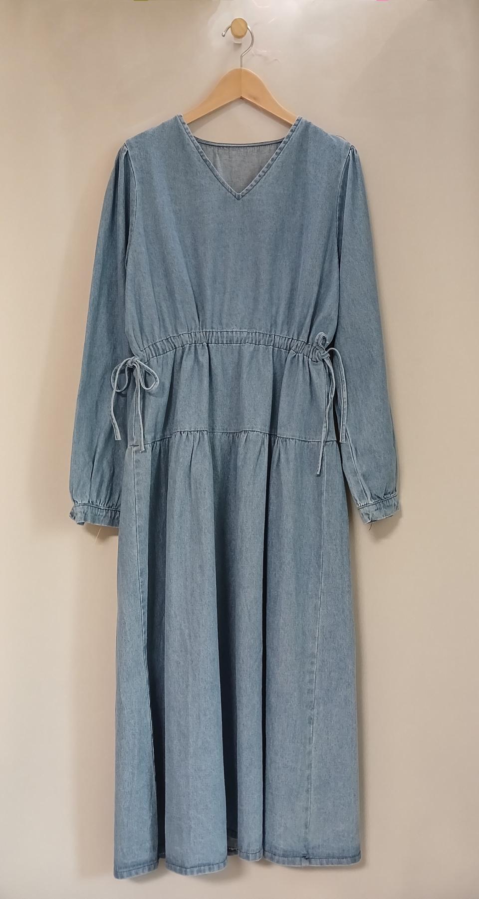 ❤청원피스 데님원피스 브이넥청원피스