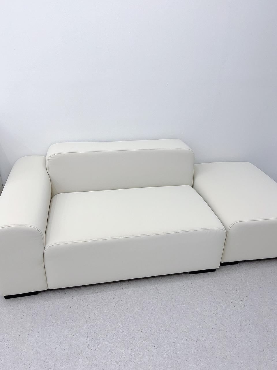 폴앤코코 플랫 아쿠아 2인용쇼파미니 원룸 컬러(스툴포함) 크림화이트