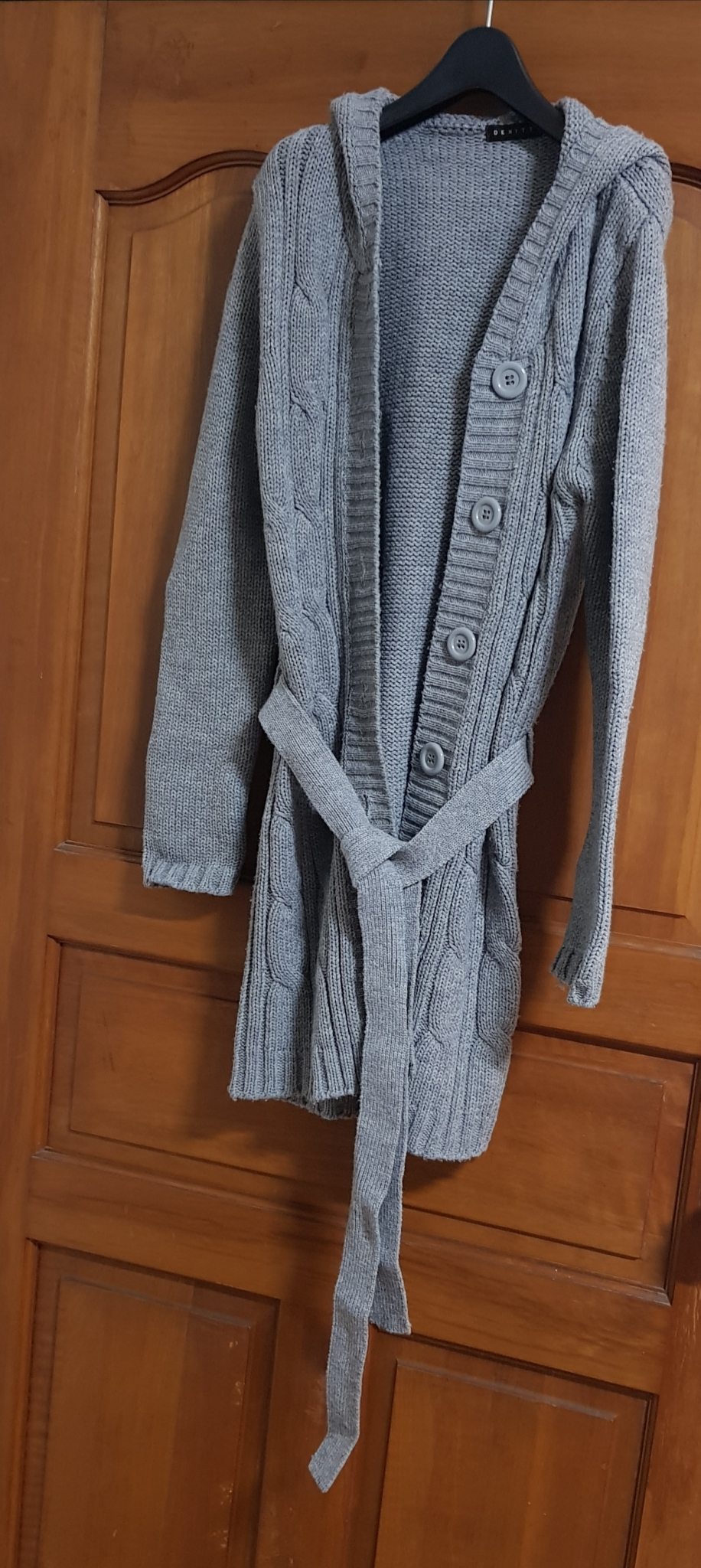 후드 니트 코트 겸 롱가디건 - 프리사이즈 ( 벨트 포함 ) 팝니다!!