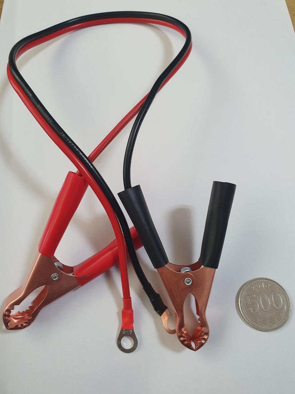 배터리 터미널 케이블 악어 와이어 전원 50cm 오토바이 차