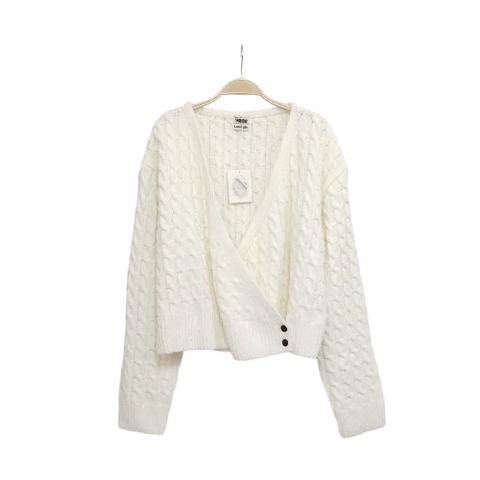 라마지 프리미엄코튼 랩 케이블 꽈배기 박시핏 니트가디건