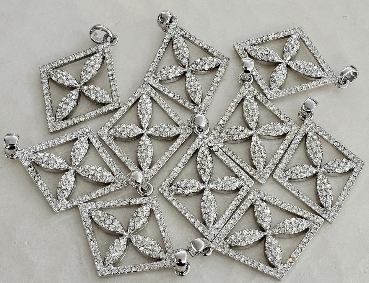 금속 펜던트 마름모 네잎클로버 10개 일괄