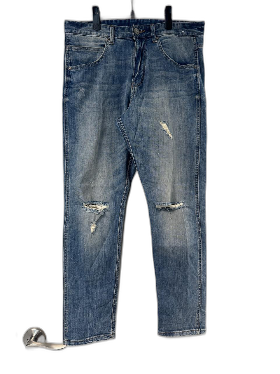 (32) 남성 일자 청바지 데님 팬츠 찢청