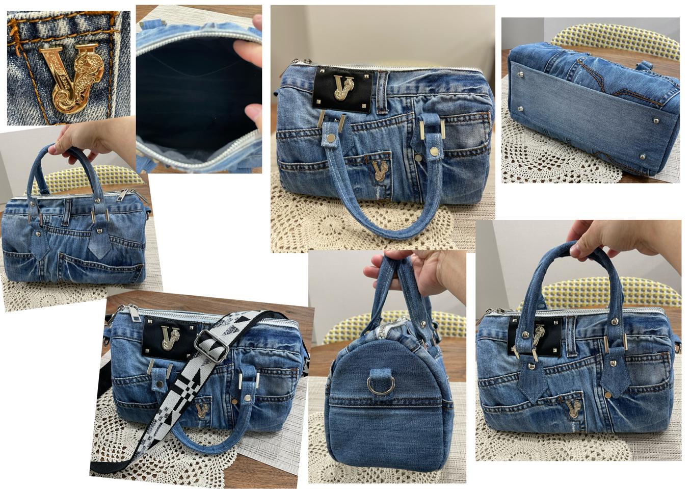 정품 베르사체 진스 VERSACE 빈티지 업사이클링 가방/ 보스턴백 토트