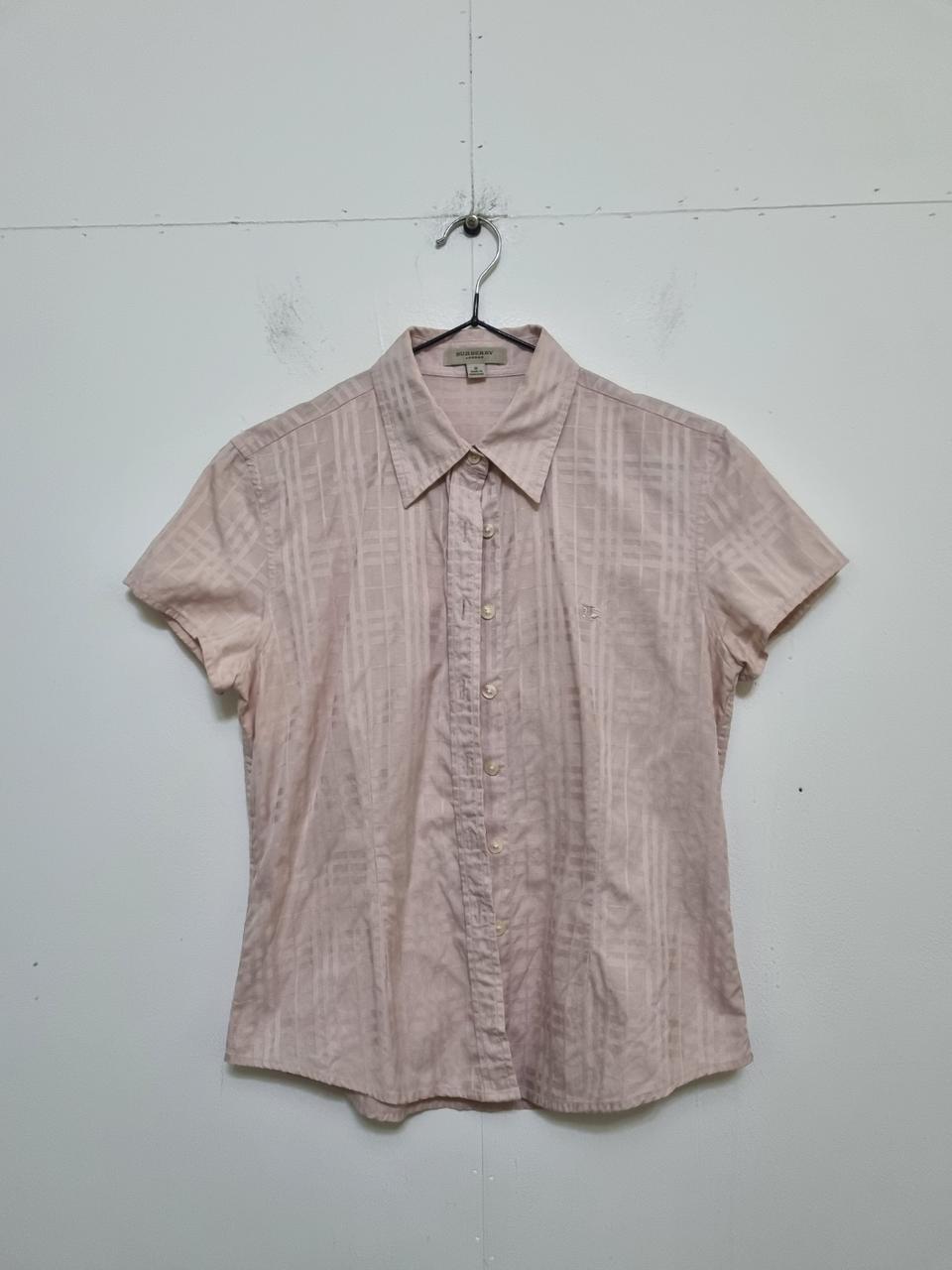 버버리 라이트핑크 체크 반팔셔츠/여성S
