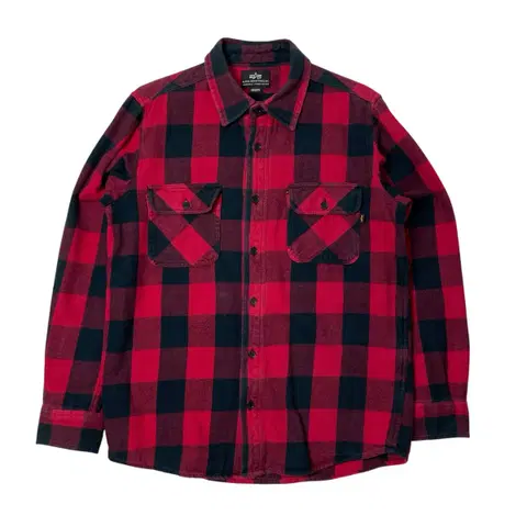 [택포] 알파인더스트리 겨울 긴팔 체크 셔츠 레드 M