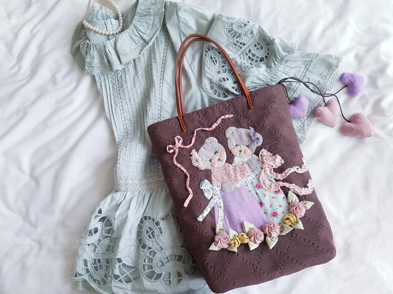 테디베어 곰  퀼트가방(핸드 퀼팅)